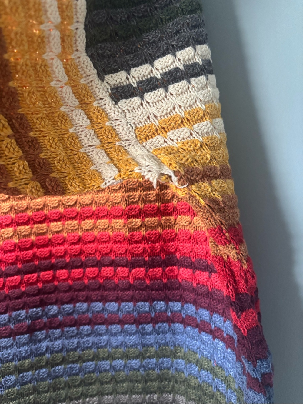 Vintage runway Multicolor Striped Funnel Neck Men's Sweater - Picture 6 of 13